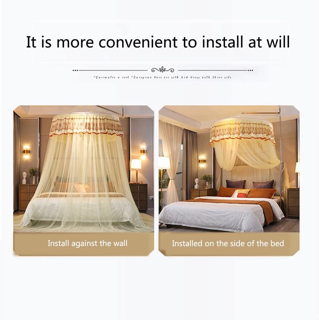Mosquito Net for Bed Punch-Free Installation Bed Canopy for Girls Hanging Bed Net for Single to King Size Double Beds Ideal for Bedroom Decorative