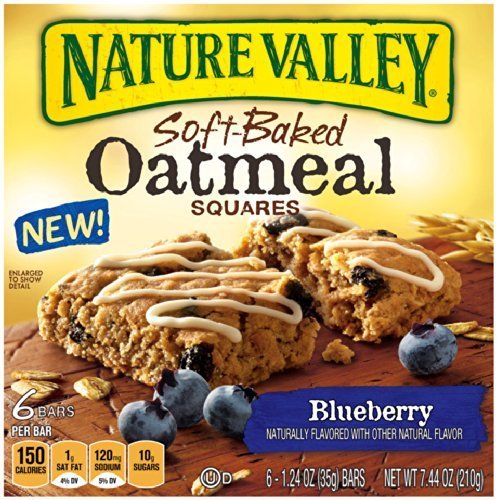 Nature Valley Blueberry Soft-Baked Oatmeal Squares, 6 Bars, Net Wt. 7.44 Ounce by Nature Valley