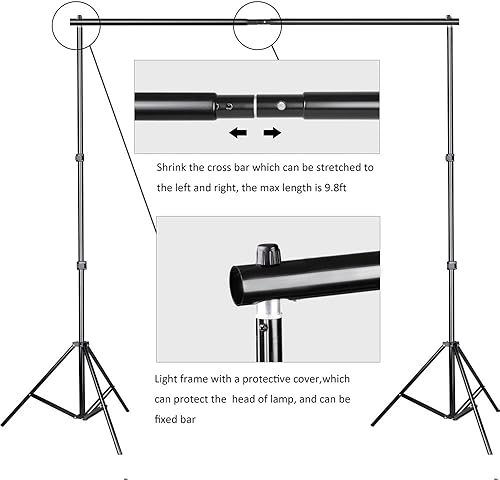 Miniatura 4 de Slow Dolphin sistema de soporte de telón de fondo con bolsa de transporte para foto y video, 10 pies fondo ajustable