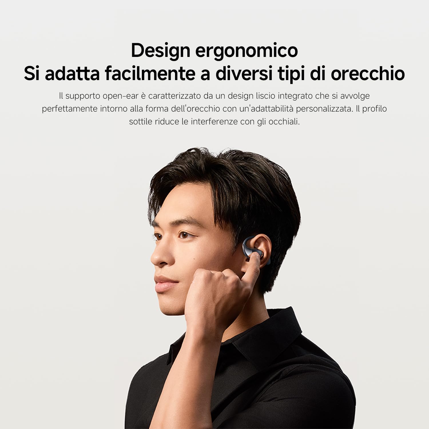 XIAOMI OpenWear Stereo, Cuffie Bluetooth, custodia di ricarica, Hi-Res Audio con driver dinamico, Fino a 38,5 ore di ascolto, Doppio microfono con riduzione del rumore, Design Ergonomico, Grigio