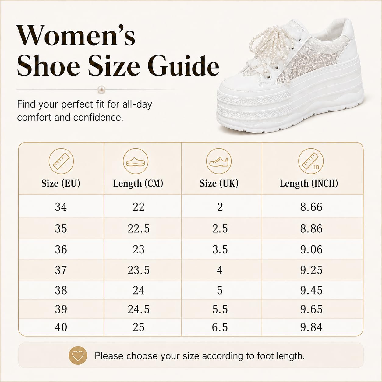 ENEN Zapatillas Mujer Encaje Perla