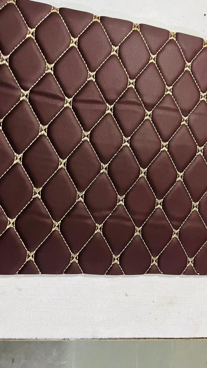 7D car mat (SAIL, Coffee with Golden, Faux Leather, 1, Customizable, HE2024)