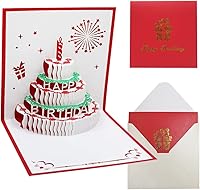 Vista 3 de SourceTon Juego de 2, tarjetas emergentes de feliz cumpleaños, 3D Pop Up hechas a mano con tarjetas de felicitación en blanco y sobres