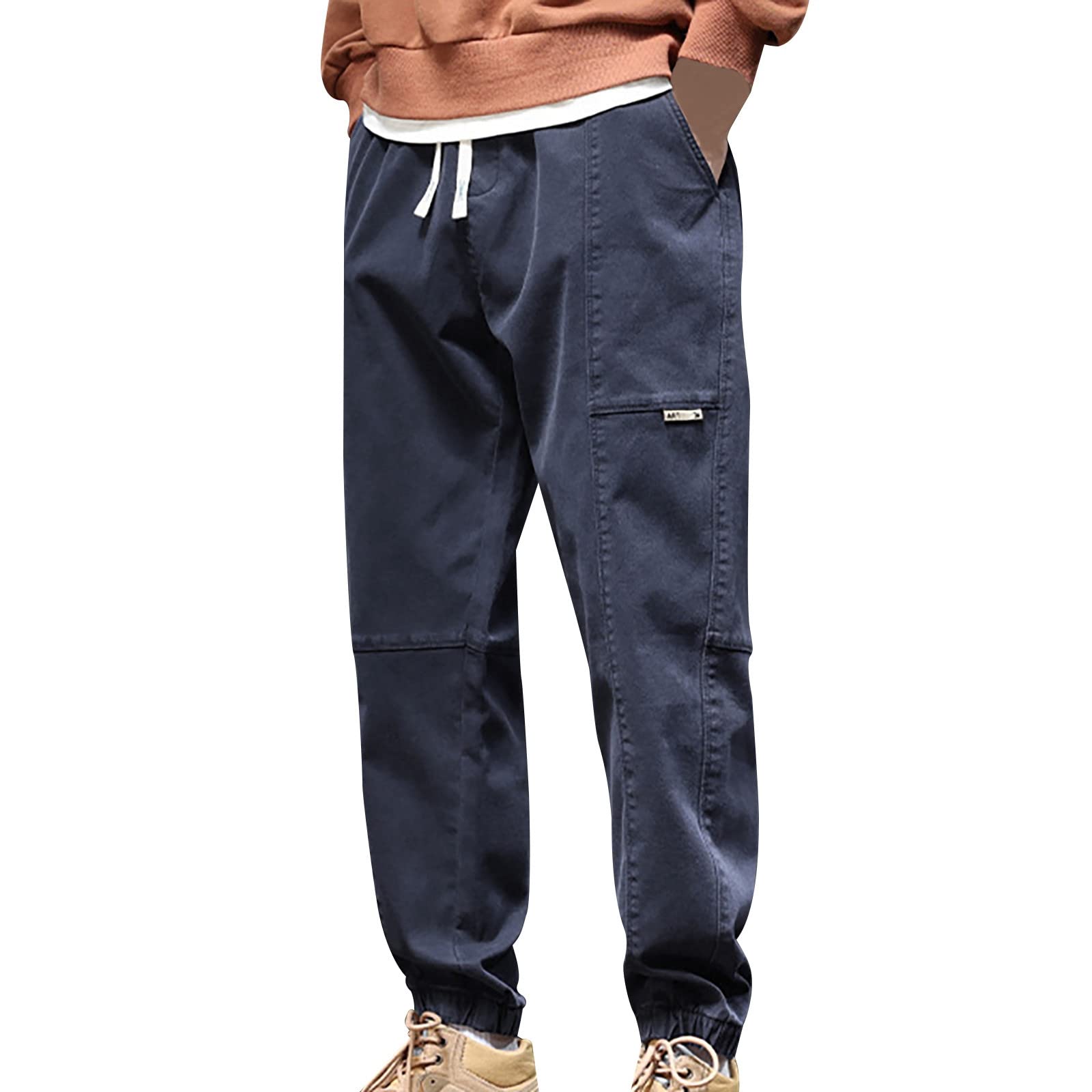 NQyIOSMen's Cargo Pants Cotton Tracksuit Bottoms Gym Comfortable Casual  Joggers Sweatpants Elastic Waist Sports Trouser Pants with Pockets  Drawstring