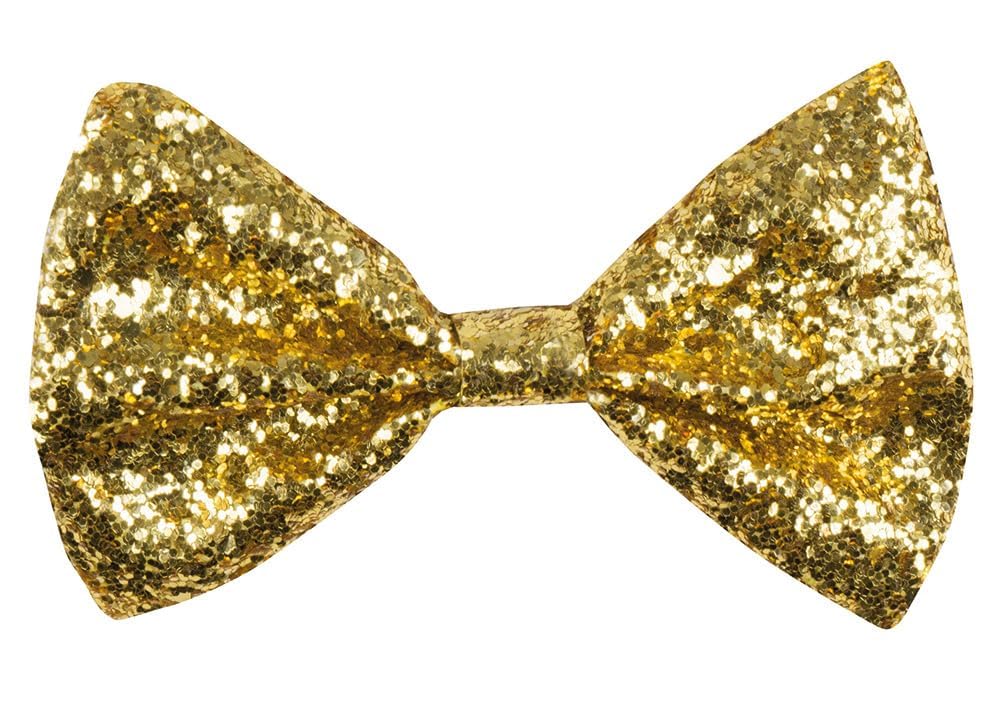 Boland - Nœud papillon pailleté, taille env. 13 cm, élastique, design étroit, carnaval, soirée déguisée, Or | Noeuds papillon étroits avec élastique pour le carnaval, les déguisements et les soirées à thème