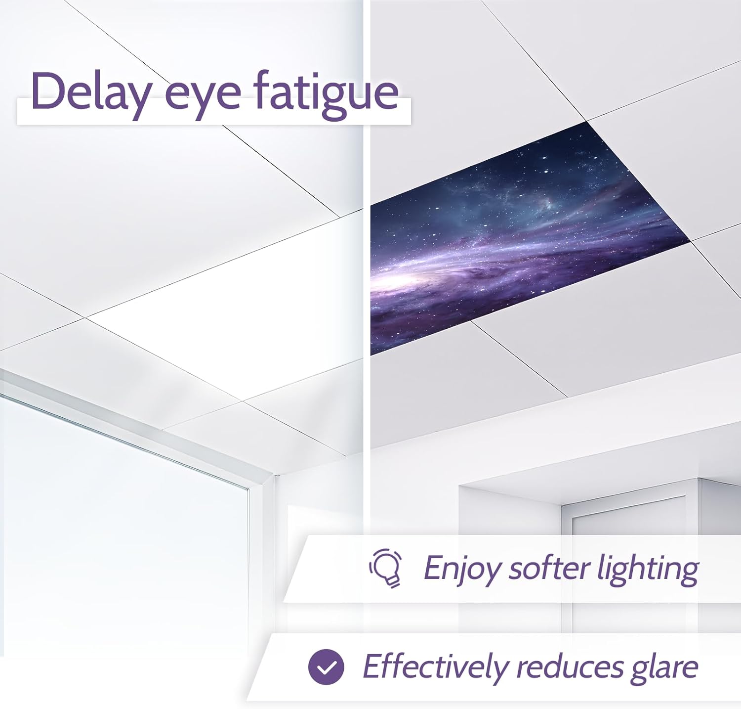 Starry Sky Magnetic Light Covers 8-Pack (2×4 ft) – Night Sky Ceiling Filters, Tool-Free Magnetic Mount, Flame-Resistant & Heat-Safe, Soften Glare & Protect Eyes, Classroom/Office/Home