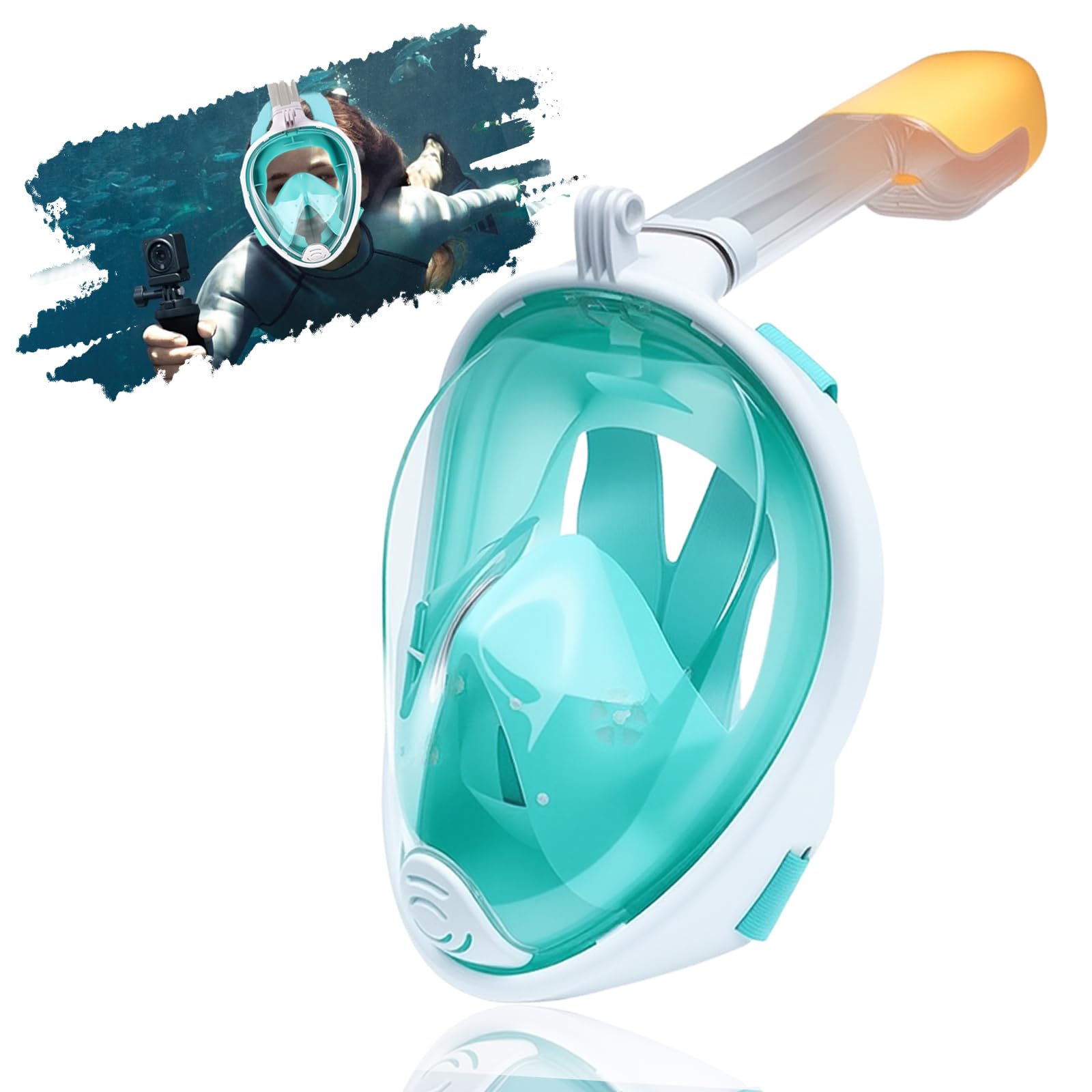 Maschera Snorkeling, Yanghad Maschera Subacquea Adulti, Visione Panoramica ad Alta Risoluzione, Design del Canale Antiappannamento con Doppio Flusso d'Aria, Visiera Resistente Agli Urti(S/M, verde)