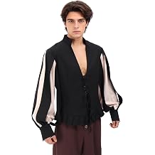 Renaissance Pirate Shirt Men Vampire Medieval Jester Shirts Gothic Costume Tops
