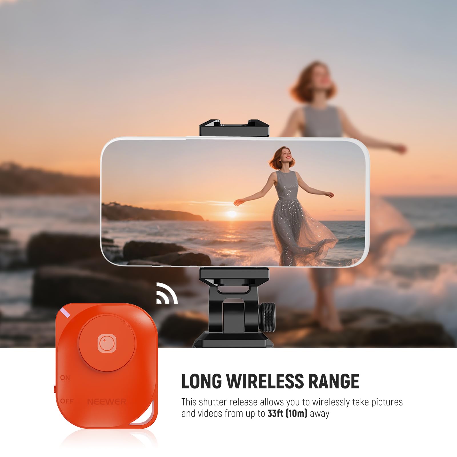 NEEWER RT116 Telecomando Bluetooth Wireless Controllo di Scatto della Fotocamera Compatibile con iPhone iPad Android Smartphone per Instagram Snapchat Selfie Foto Registrazione Video