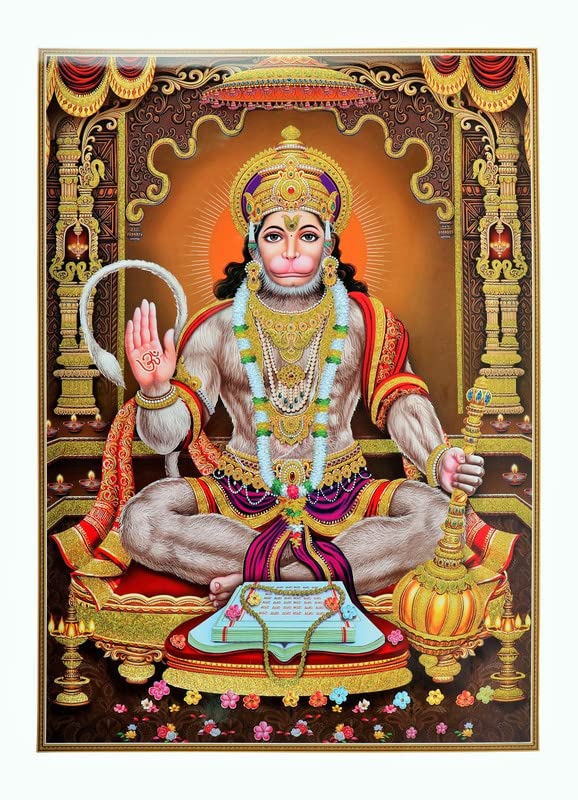 Affiche Hanuman Ashirwad Golden Zari pour créer un espace de méditation zen à la maison
