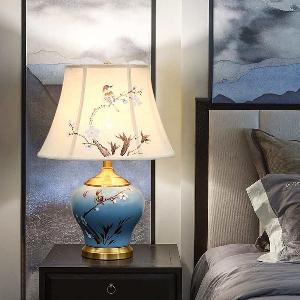 Lampa stołowa ceramiczna w stylu chińskim Klasyczne domowe lampy do sypialni do salonu Sypialnia Gabinet Lampka nocna Duże orientalne malowane ceramiczne lampy biurkowe