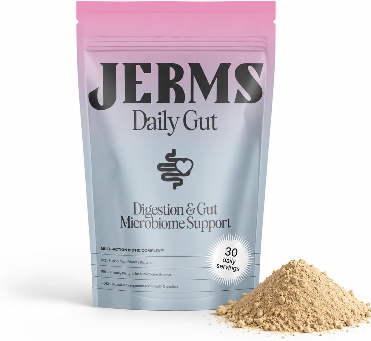 Daily Gut | Tribiotic Powder with Pre-, Pro- & Postbiotics | 10 Billion CFU + Digestive Enzymes + Feiolix for Metabolic Support | Vegan, No Sweeteners, Gluten-Free | 30 Servings