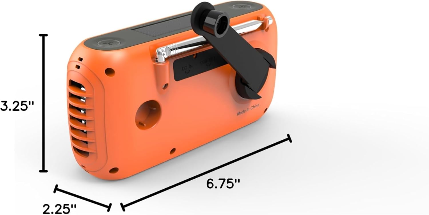 Kaito KA777 Emergency Radio & Portable Fan – AM/FM NOAA Weather Radio and 4,000 mAh Power Bank Rechargeable with Solar Panel and Hand Crank (Orange)