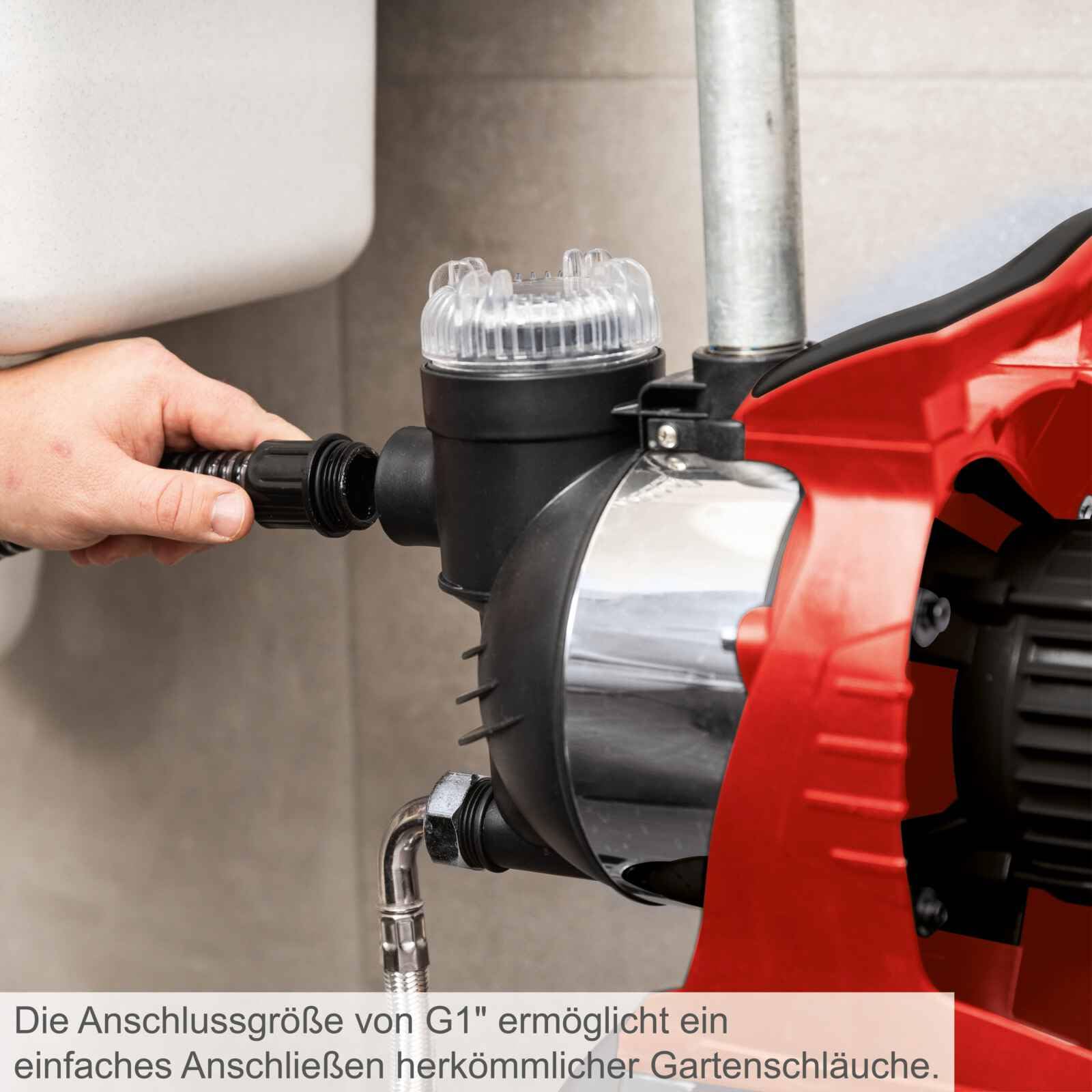 Scheppach Hauswasserwerk HWW1400 | Fördermenge 6000 L/h | Leistung 1300W | Kessel 24L | Förderdruck 4,8bar - Einschalt/Abschaltdruck 1,5-3bar | Förder-/Ansaughöhe 48/8m | Wasserpumpe für Haus & Garten