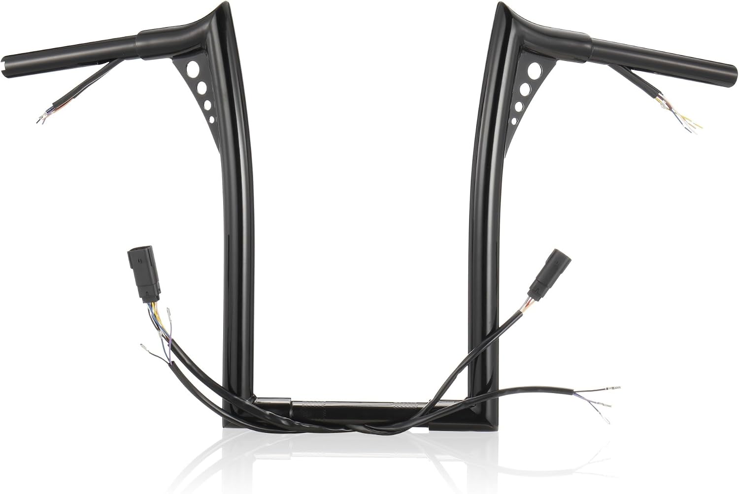 MoKitDora 1" Clamp 14" Rise Prewired Ape Hangers 1.25" Fat Meathook Handlebars for 2007-2013 Harley Softail Dyna Road King Sportster XL 1200 883 Moldes, Black