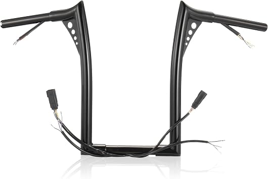 MoKitDora 1" Clamp 14" Rise Prewired Ape Hangers 1.25" Fat Meathook Handlebars for 2007-2013 Harley Softail Dyna Road King Sportster XL 1200 883 Moldes, Black
