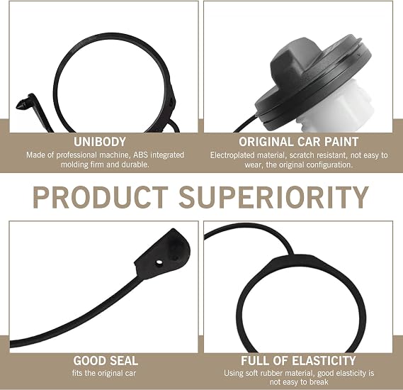 Gas Cap Fuel Tank Cap Tether Ring, Integral Anti-dropout Waterproof Automotive Tether Replacement Accessories, Compatible with Land Rover Evoque Discovery 3/4 Evoque 2 Range Rover (Black)