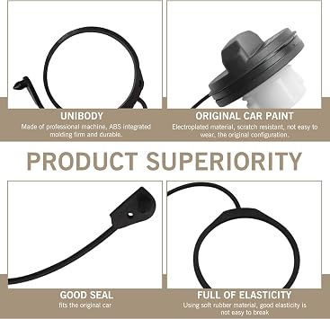 Gas Cap Fuel Tank Cap Tether Ring, Integral Anti-dropout Waterproof Automotive Tether Replacement Accessories, Compatible with Land Rover Evoque Discovery 3/4 Evoque 2 Range Rover (Black)