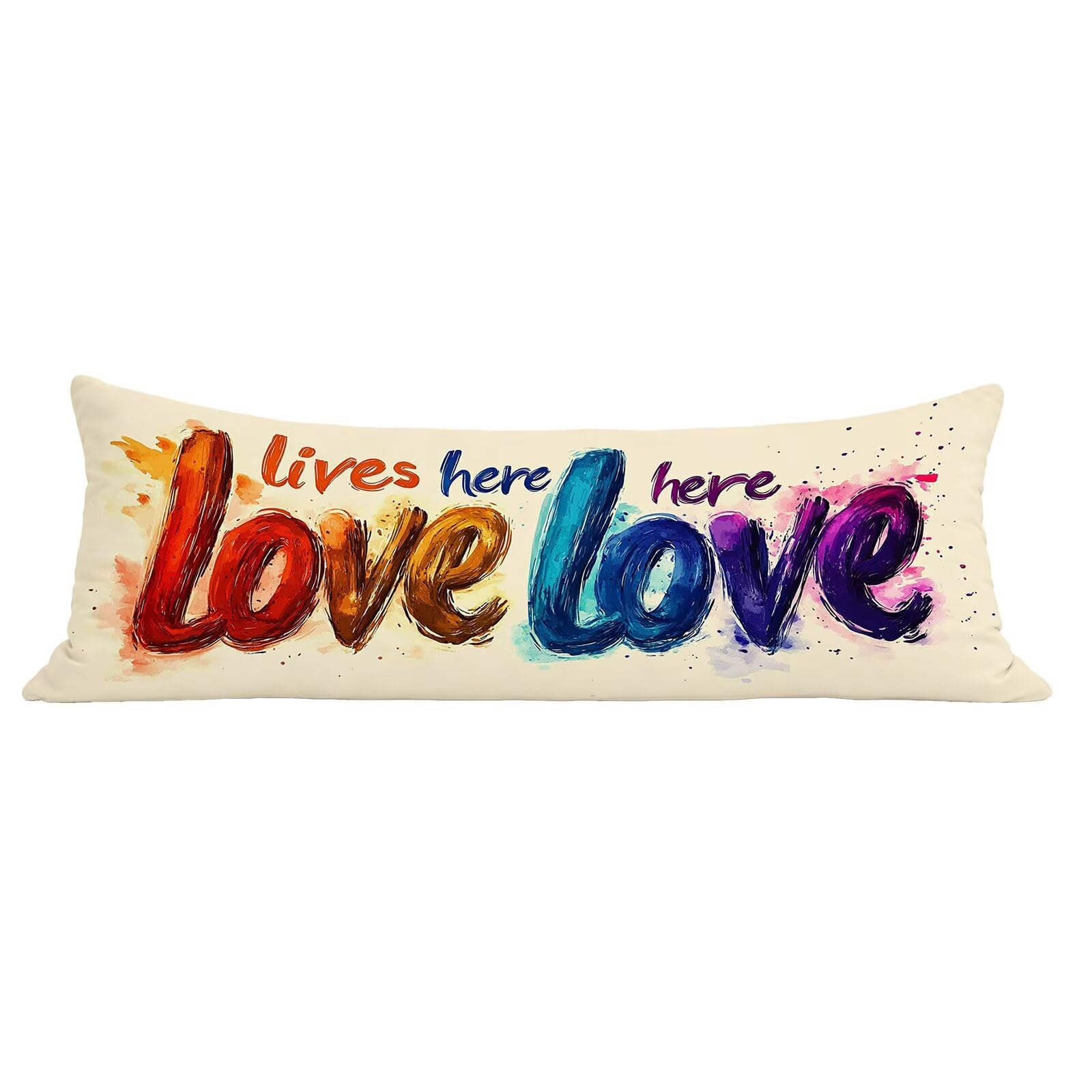 Funda de Almohada 60 x 180 cm Amar Protector Almohada 180 cm con Cremallera Invisible, Lino Durable y Transpirable Pillow Case Largas Beige Impresión a Doble Cara para Cama, Sofá y Dormitorio dg-432