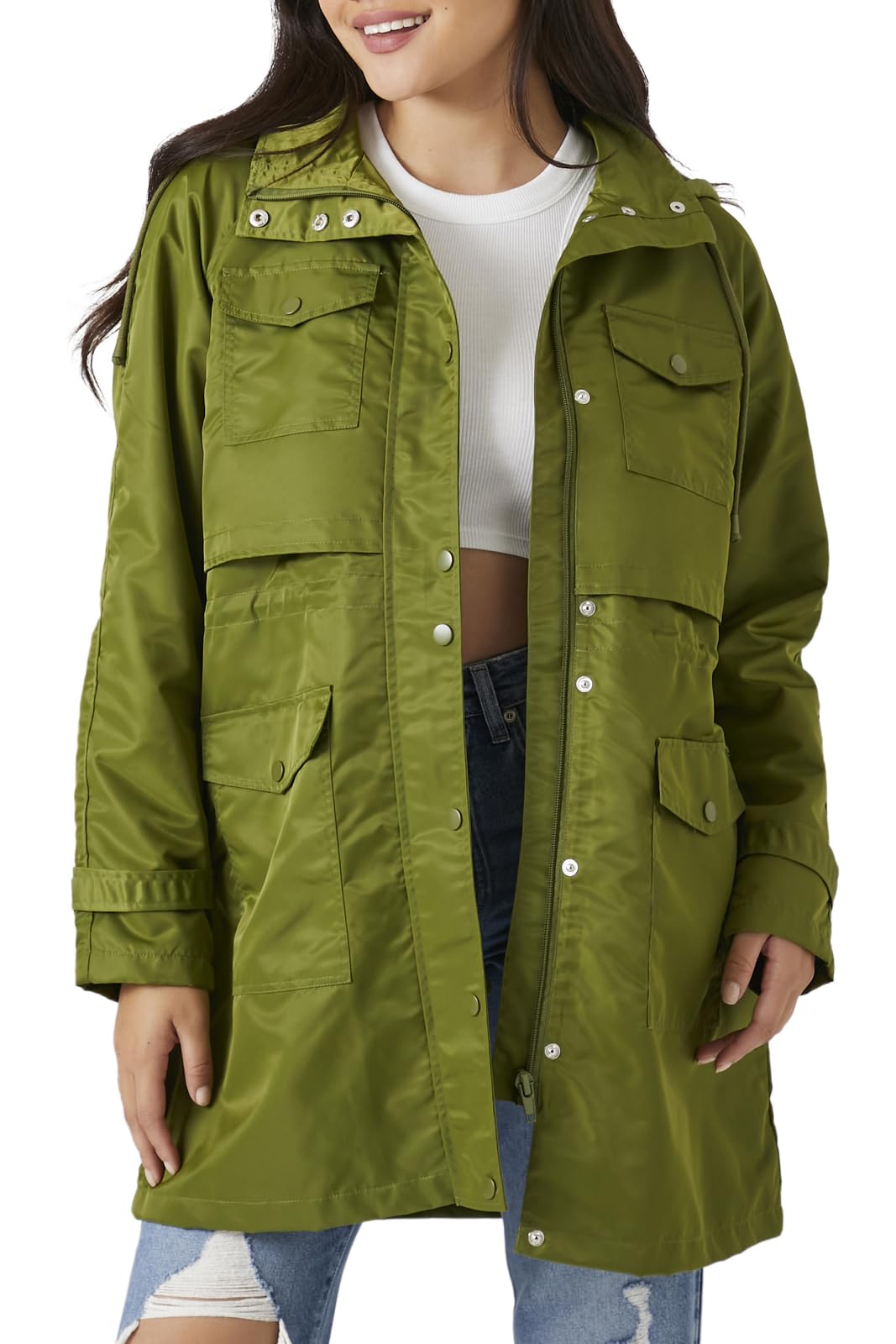 Forever 21 Womens Drawstring Longline Trench Coat