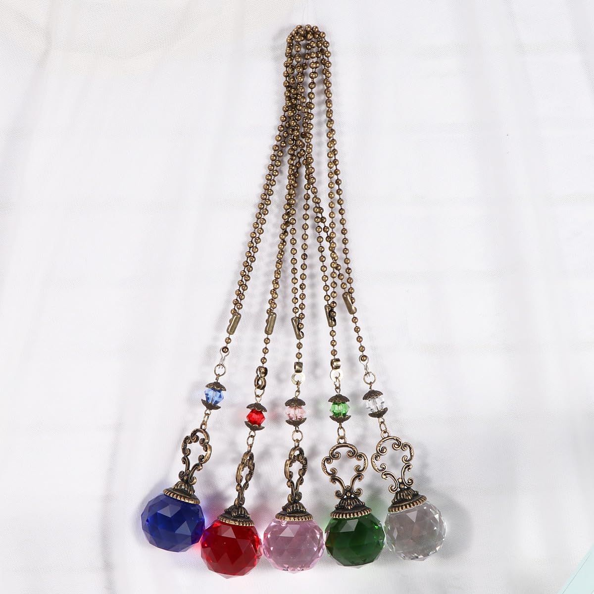 Outanaya Crystal Ball Drawstring Pendant Pull Chain Crystal Material with Sparkling Light Refraction Versatile Hanging Ornament for Ceiling Fan Lamp Home Decor and Party Decorations