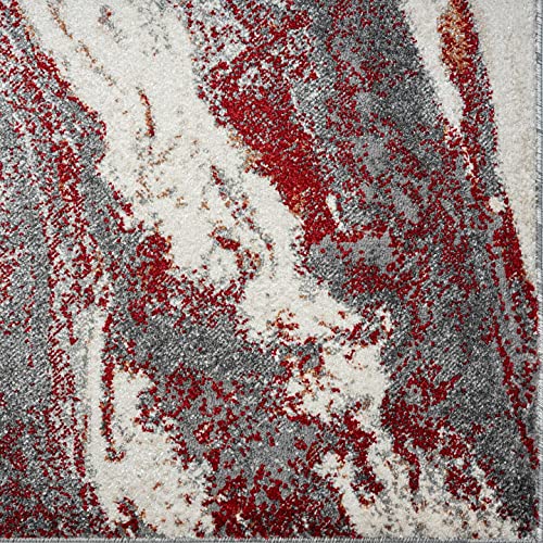 Luxe Weavers Rug – Art Deco Living Room Carpet With Marble Swirl – Persian Area Rugs For Modern Home Décor, Soft Luxury Rug, Stain-Resistant, Medium Pile, Jute Backing, Red / 2’ X 3’ #TOP4