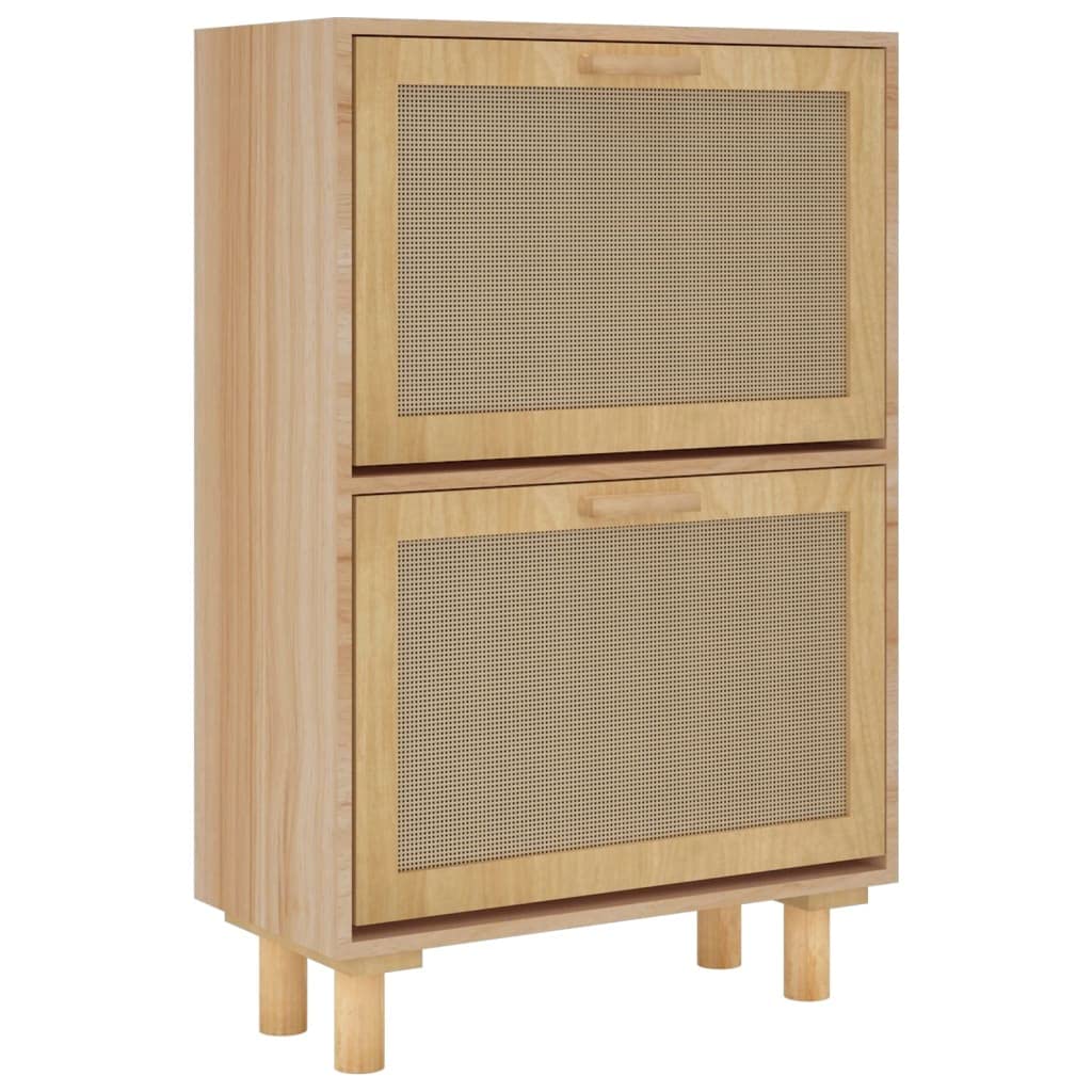Homgoday Schoenenkast, schoenenrek, organizer, opslag voor schoenen, schoenenrek, kast voor entree, slaapkamer, hal, bruin, 52 x 25 x 80 cm, houtmateriaal en rotan naturel