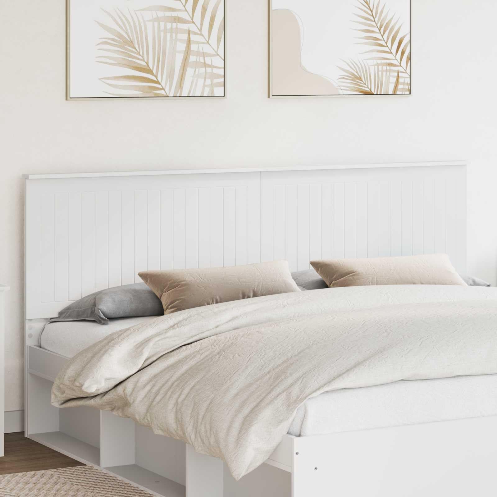 vidaXL Testiera con testiera Bianco 200 cm Legno Multistrato, Accenti Eleganti per la Camera, Accessori Moderni, Zona Notte stilosa, Design Contemporaneo, Ambiente Confortevole