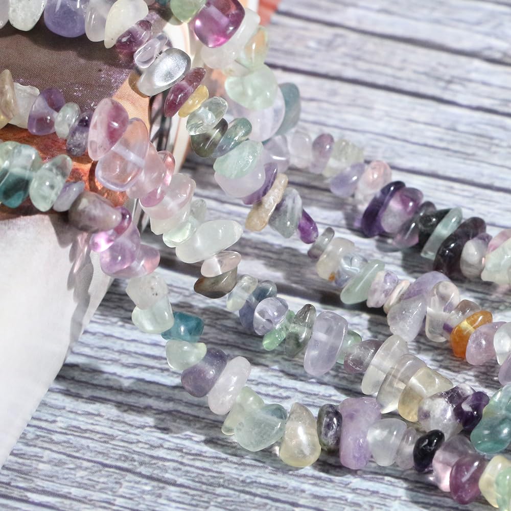 260pcs Natural Fluorite Crystal Beads Chips 5mm to 8mm Irregular Gemstone Beads with Holes DIY for Bracelet Necklace Earrings Jewellery Making Craft 32 inch - Image 3