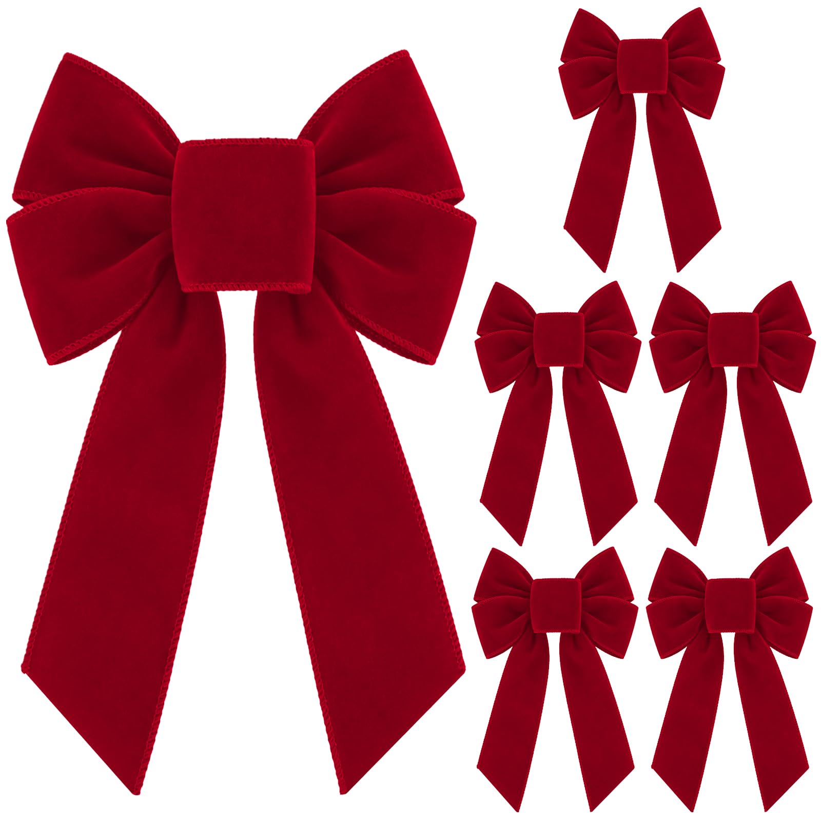 KINGLAKE Red Velvet Bows - 6 Pcs 9 * 13'' Red Bows for Christmas Tree