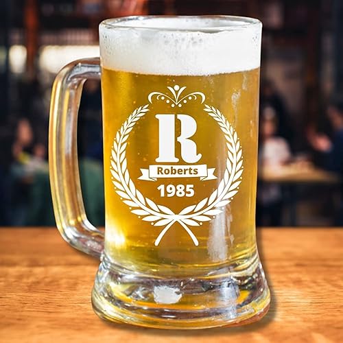 Miniatura 2 de Taza de cerveza personalizada de 16.oz  Totalmente personalizable  Vidrio transparente  Hecho a medida  Perfecto para regalos de boda, aniversarios,