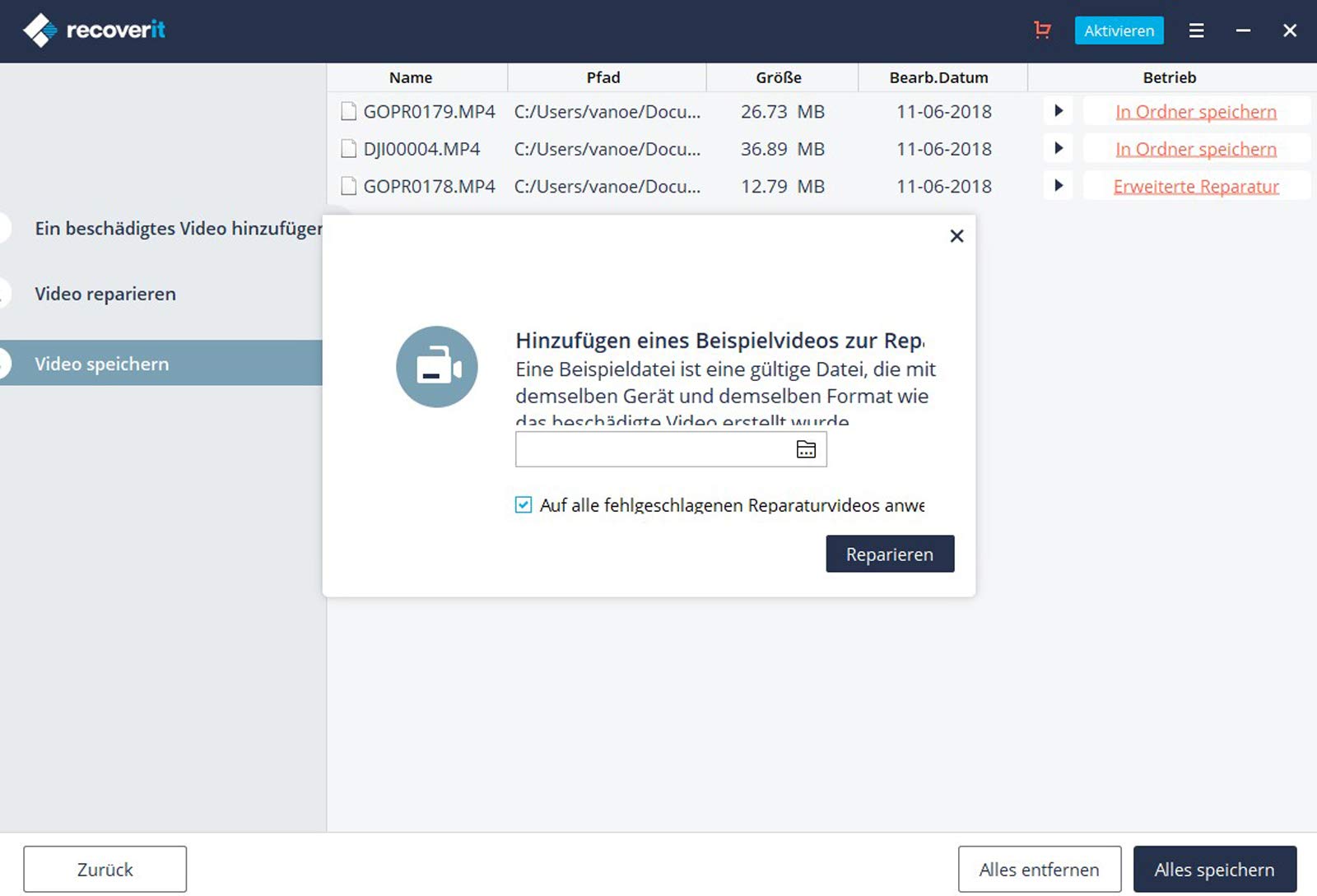 Wondershare - recoverit - Video Repair Tool - Lifetime - 1 Gerät für PC | PC Aktivierungscode per Email