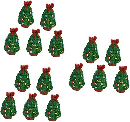 Abaodam 15 piezas de mini piezas de resina, mini estatua de árbol de Navidad, decoración de álbumes de recortes, llavero de árbol de Navidad en