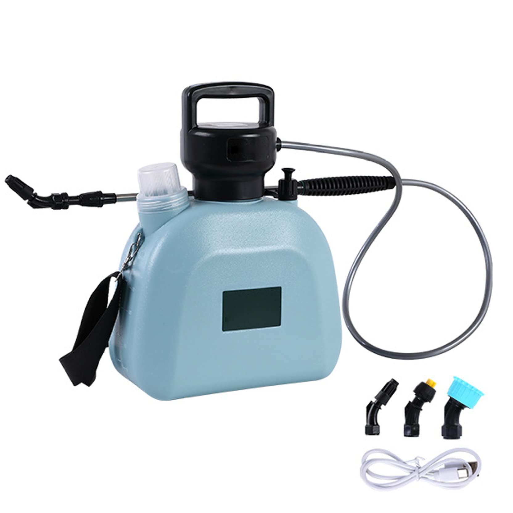 Spruzzatore elettrico Spruzzatore per irrigazione da giardino di capacità da 5 litri Annaffiatoio a pressione ricaricabile USB 7, 4 V con maniglia Blu