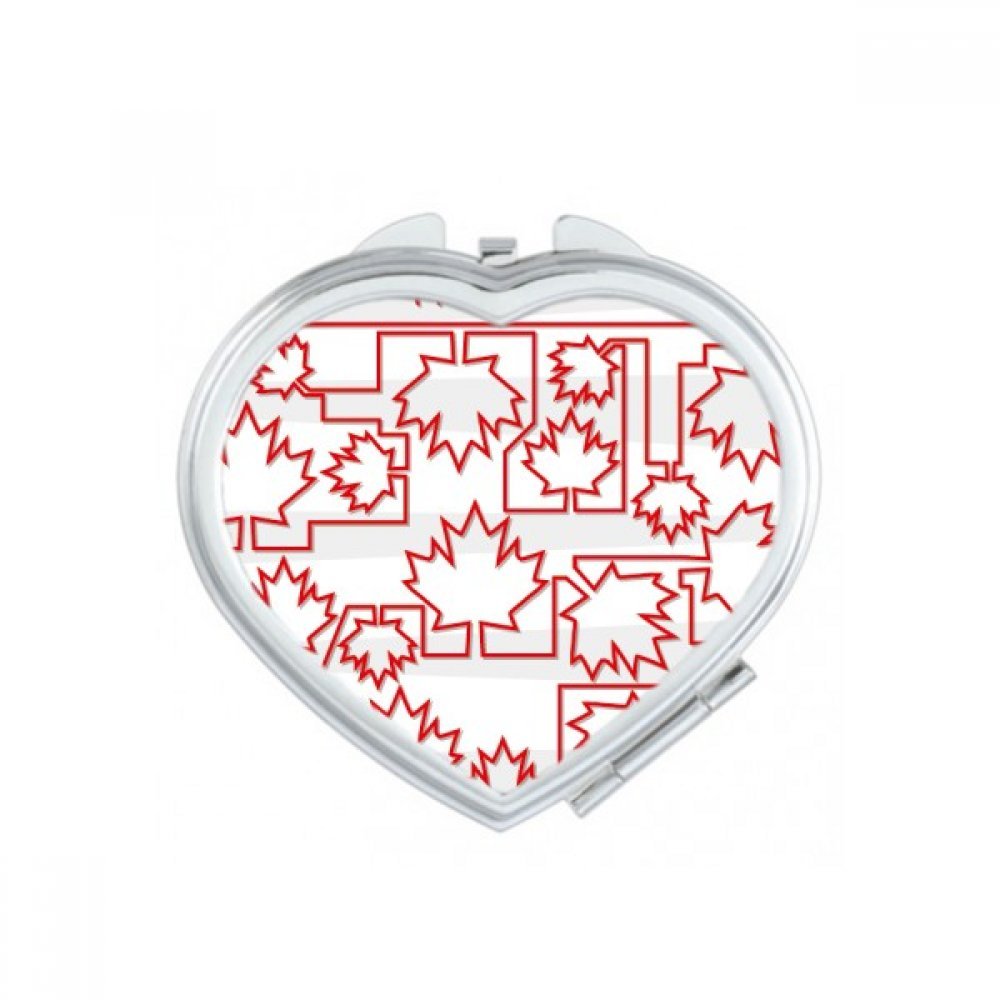 Miroir portable mignon feuille d'érable Canada maquillage de poche forme cœur multicolore