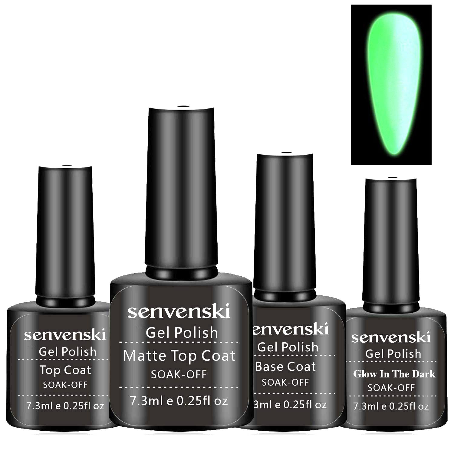 senvenski Matte Gel Top Coat, Glossy Shine Top and Base