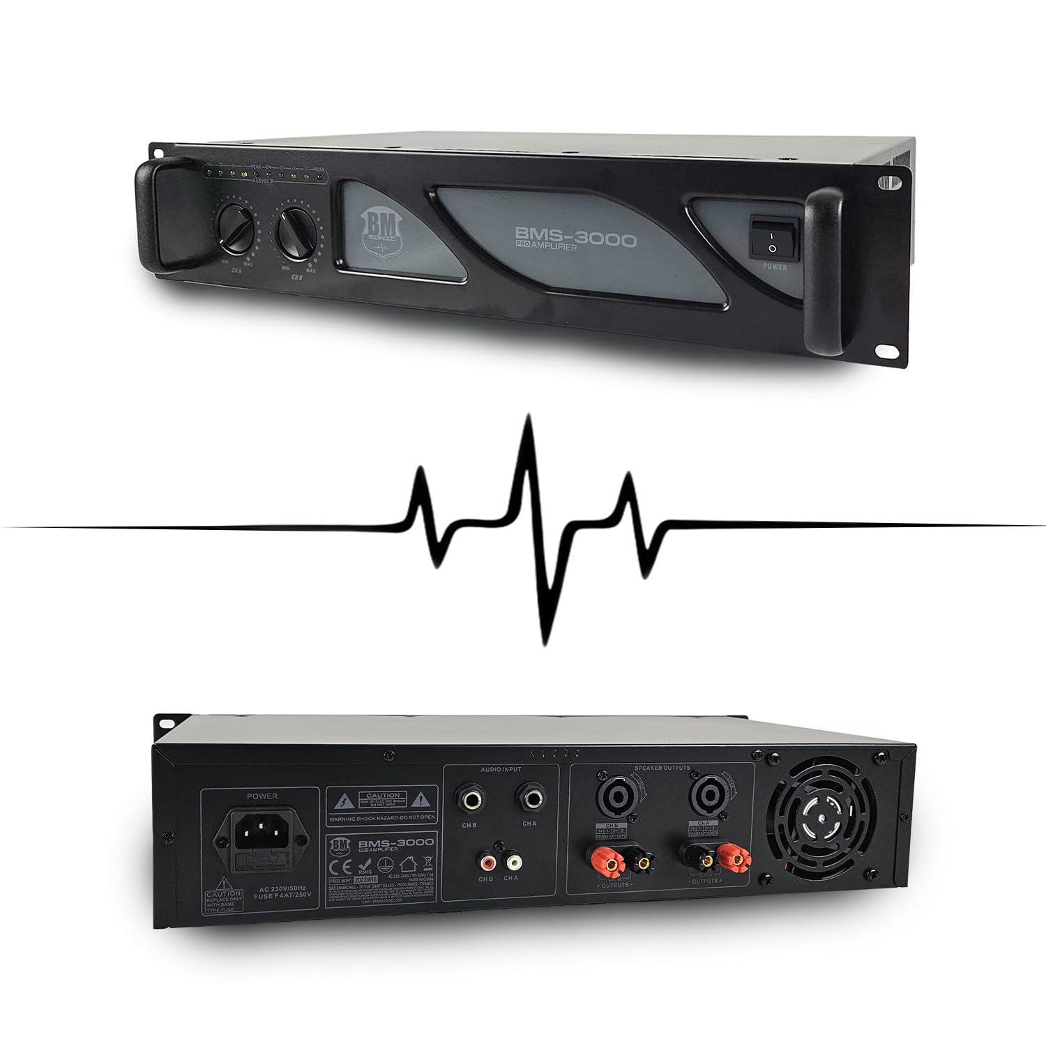 Bmsonic Pack Sono DJ Amplificateur 3000W, Enceintes Passives LSC215 2x2000W, Câbles Speakon