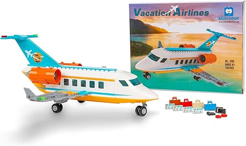 Brick Loot Vacation Airlines - Bloques de construcción de avión, kit de modelo de avión, juegos de ladrillos de construcción para adultos o niños de