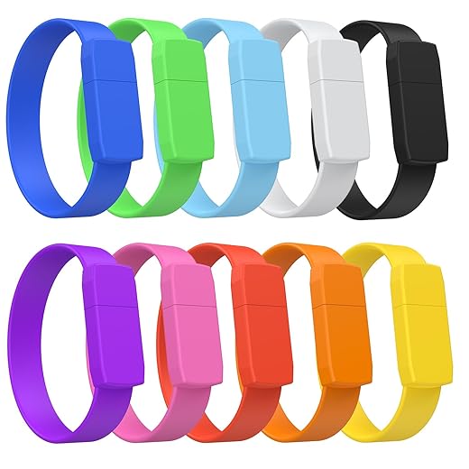 2 GB Bracelet USB Stick, Pack of 10 USB Sticks, Multicoloured USB 2.0 USB Flash laufwerke 2GB, Portable, Affordable Speicherstick, Pendrive, Colourful Flash Drives for Kindertag FEBNISCTE