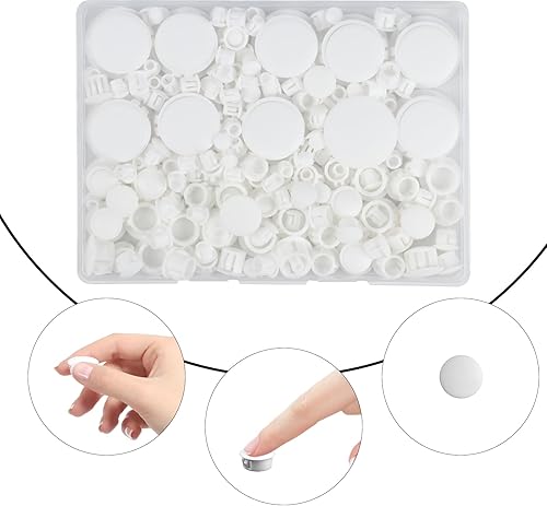 Miniatura 10 de Tapones de plástico para agujeros, 180 tapones de bloqueo de panel negro, tapas redondas para orificios de tornillo de taladro para gabinetes de