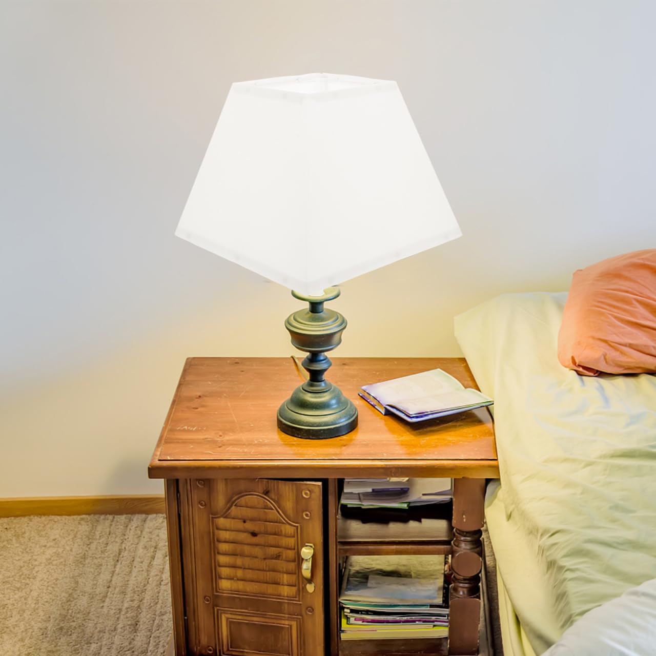Operitacx Abat-jour En Tissu Amovible Pour Lampadaire Carré Design Élégant Facile à Nettoyer 30x30cm Blanc Accessoires De Décoration Intérieure Remplacement De Lampes Salon