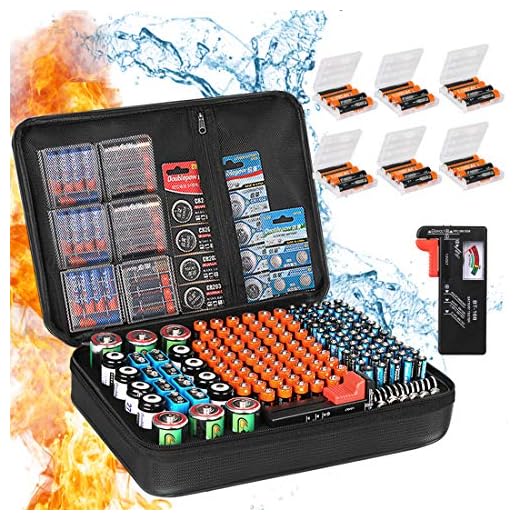Battery Organizer Storage Box, Fireproof Waterproof Explosionproof Carrying Batteries Case,ZesGood Battery Storage Organizer with Tester,Safe Holds 200+Batteries (Not Includes Batteries)