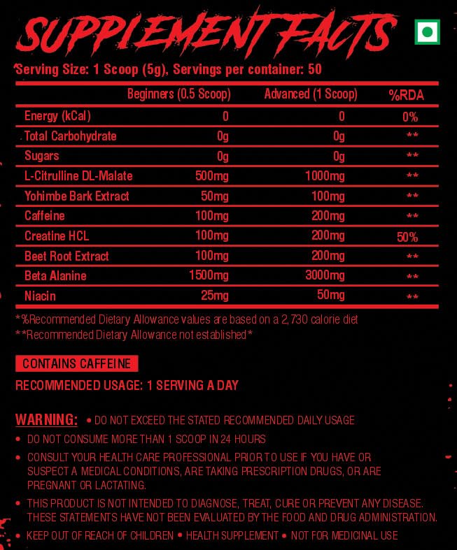 Image of Nutrition Planet Blood Shower Pre Workout (250g, 50 Servings) (Fruit Punch)