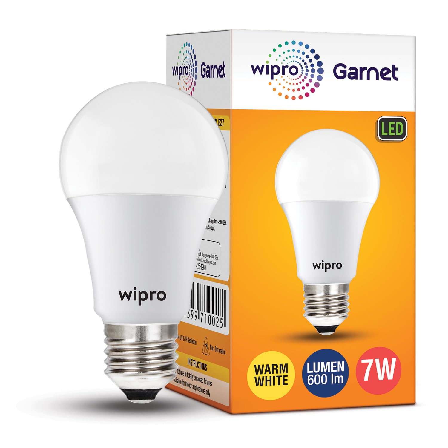 Wipro Garnet 7W LED Bulb for Home & Office |Warm White (2700K) | E27 Base|220 Degree Light Coverage |4Kv Surge Protection |400V High Voltage Protection |Energy Efficient | Pack of 1-image-3