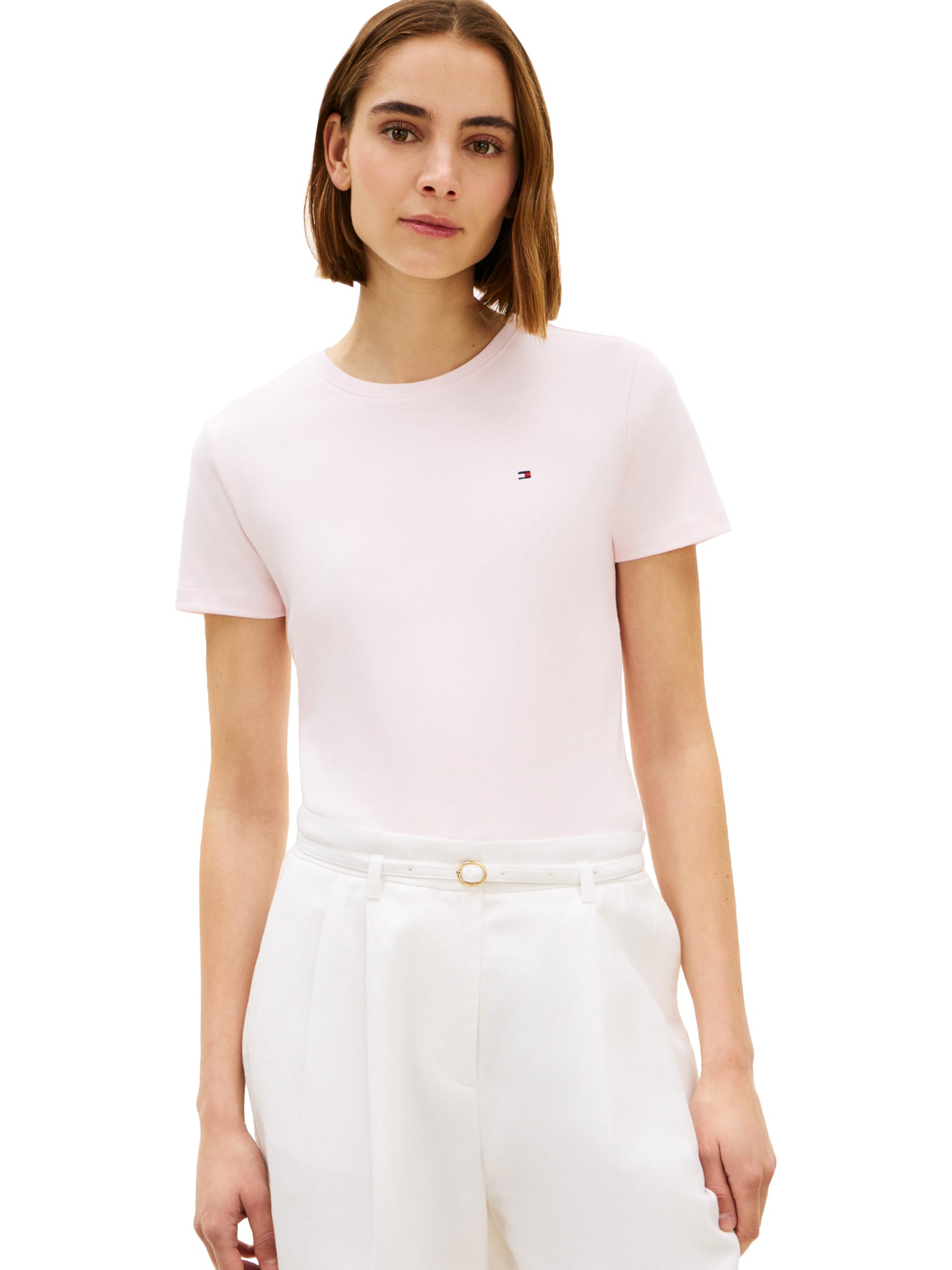 

                                                    Tommy Hilfiger Women's Slim Ribbed Crew Neck T-Shi