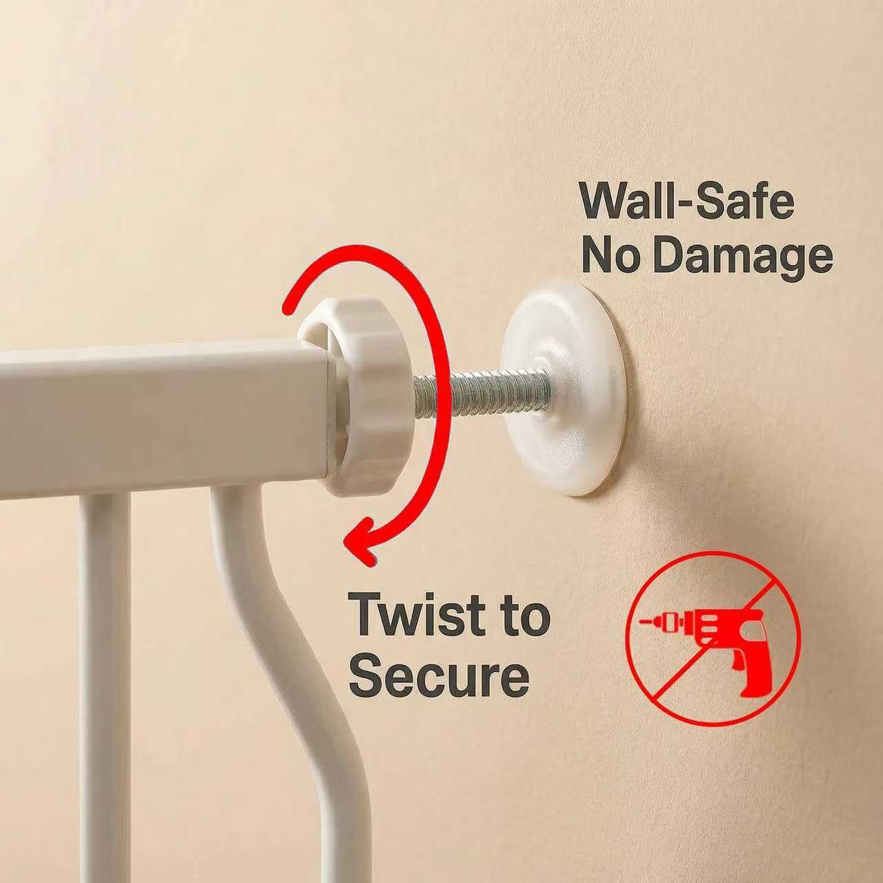 Narrow Baby Gate for Stairs 25-28 Inch Dog Gate for Doorways Hallway, Pressure Mounted Walk Through Gates, Indoor Safety Child Gates for Kids or Pets White
