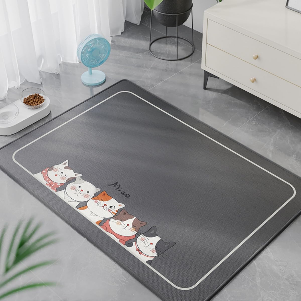 Mateju Dog Cooling Mat, Pet Cooling Mat No Gel, Cute Puppy Pattern Reusable Washable Pet Cool Pad Self Cool Ice Silk Pad for Home Travel, for Dogs Cats in Hot Summer (Kitten 2,45x60cm)