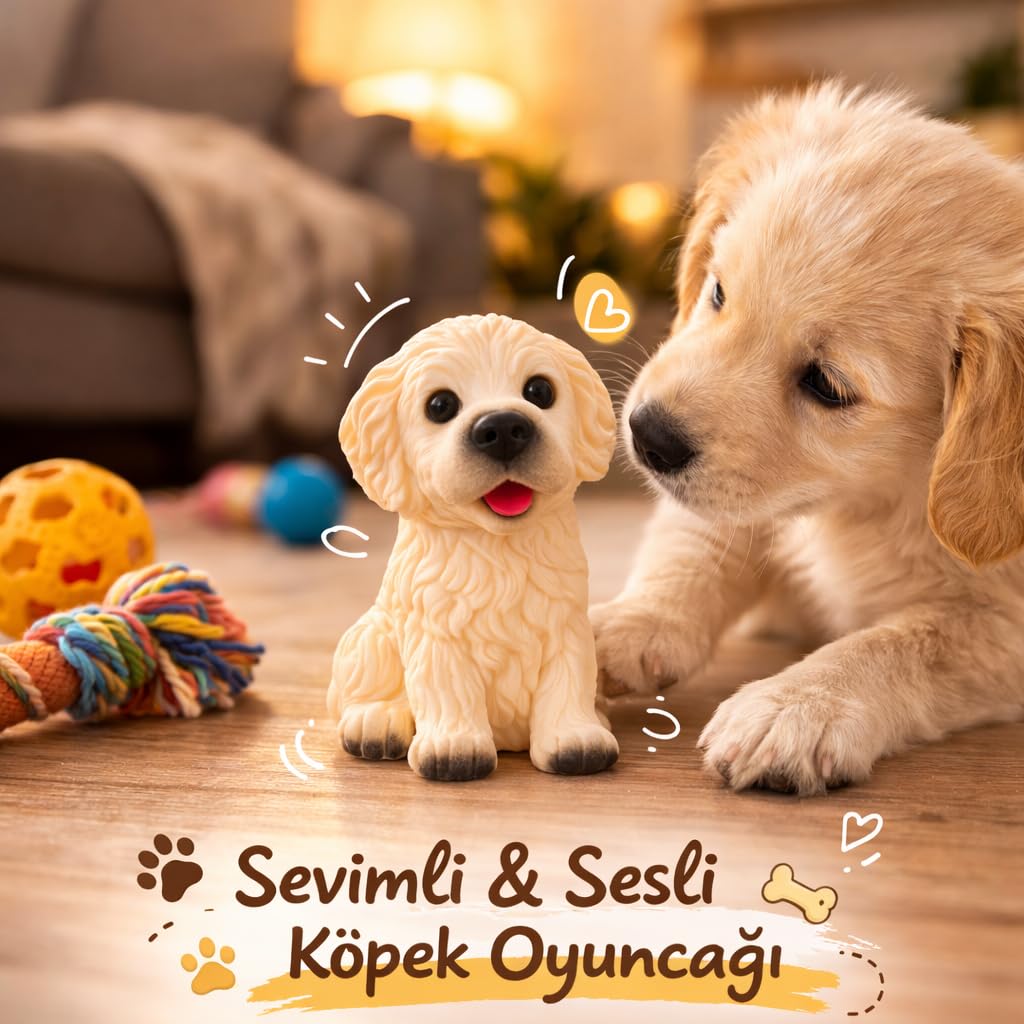 MADPET Sesli Köpek Oyuncağı – Havlayan Köpek Figürü, Ses Çıkaran İnteraktif Evcil Hayvan Oyuncağı, Kedi ve Köpekler İçin Eğlenceli Oyun Arkadaşı, Dikkat Çekici Pilli Köpek Modeli