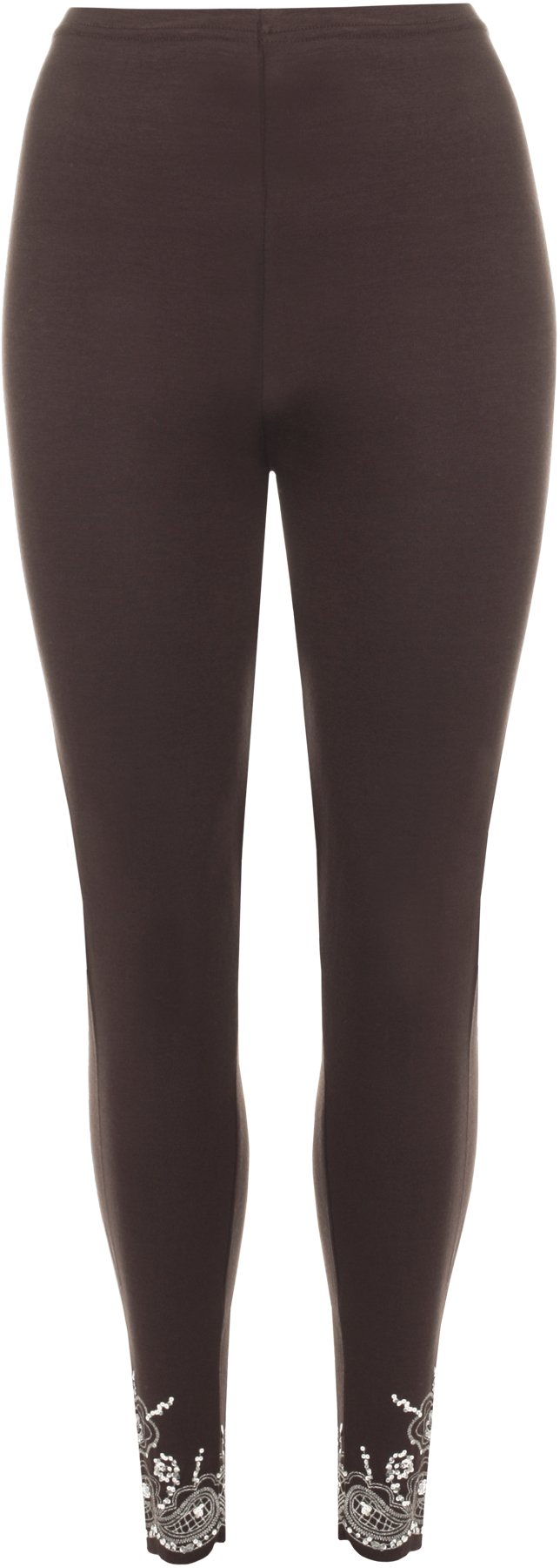 WearAll Ladies Sequin Leggings Womens Trousers Plus Brown 20/22