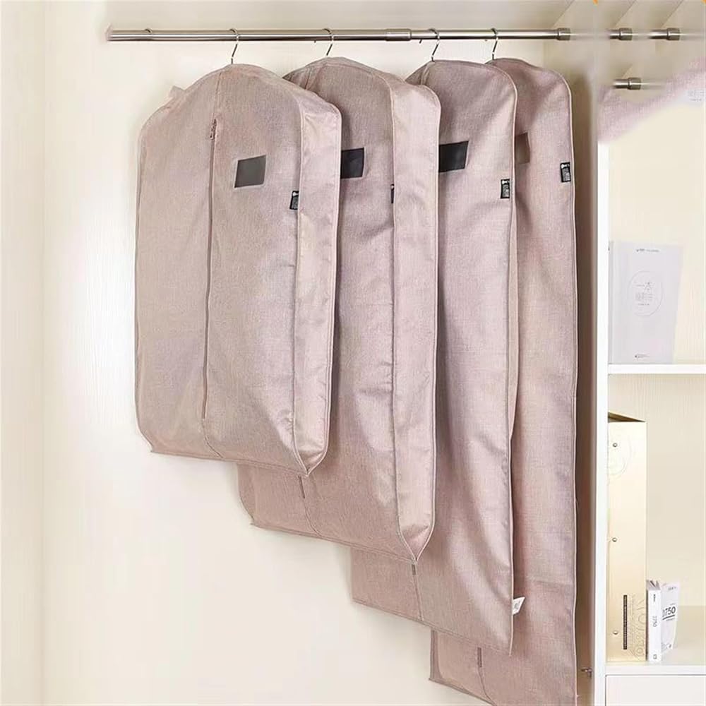 Funda antipolvo gruesa para ropa, bolsa de almacenamiento multifuncional para abrigo y traje, diseño de cremallera semitransparente para protección de bodas